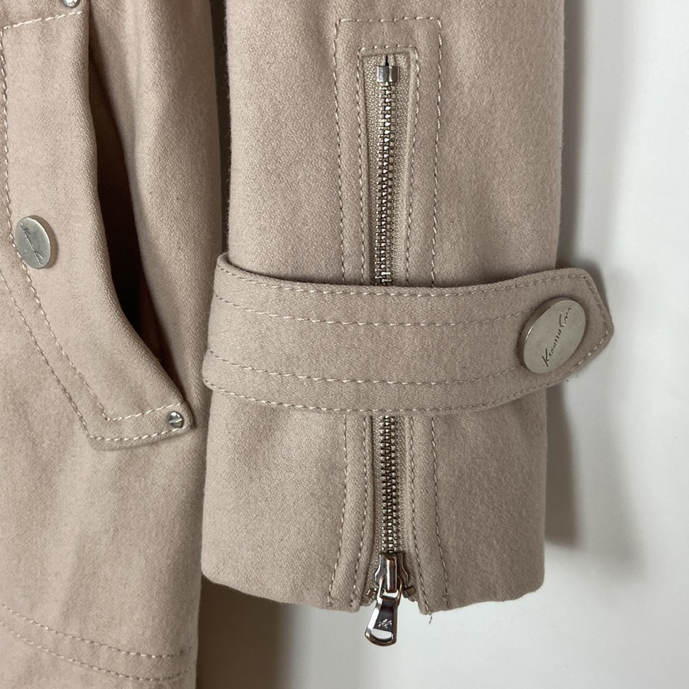 Kenneth Cole New York Wool Belted Zip Up & Down Snap Zip Full Length Trench Coat - Picture 12 of 16